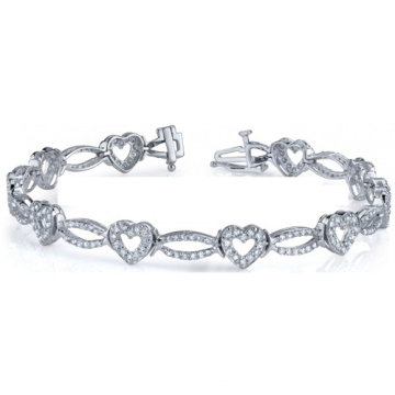 Bracelets en argent 925 en forme de coeur à la vente chaude avec zircon cubique